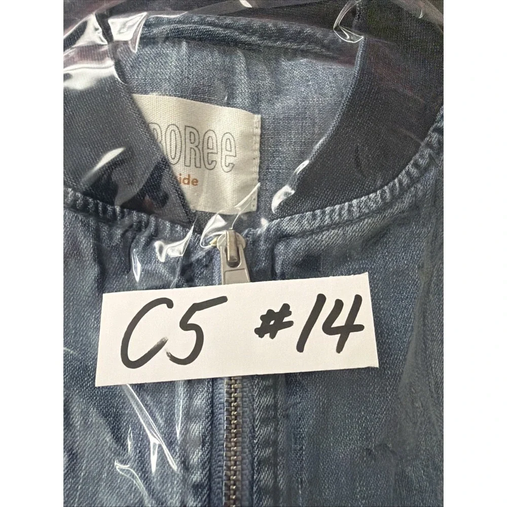 Gymboree Boys Bomber‎ Jacket Full Zip Denim Washed Jeans Blue Size-M 7-8) VTG